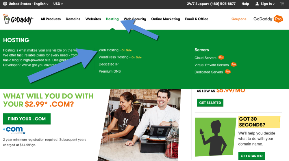 GoDaddy web hosting